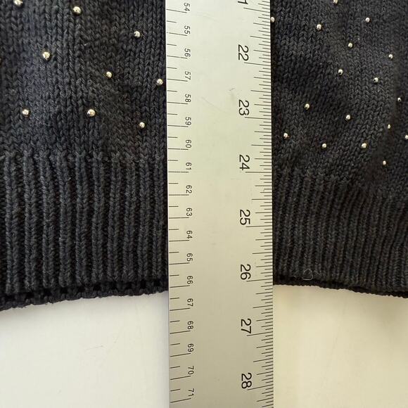 Vintage Rochelle-Forest Black Sweater Gold Stud Beads Ramie Cotton L - Picture 15 of 16